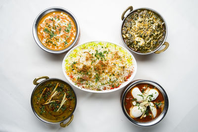 High angle view of food on table