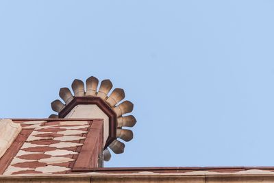 Low angle view of roof against clear sky