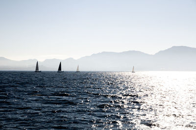 Scenic view of sea against clear sky