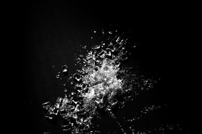 Low angle view of firework display over black background