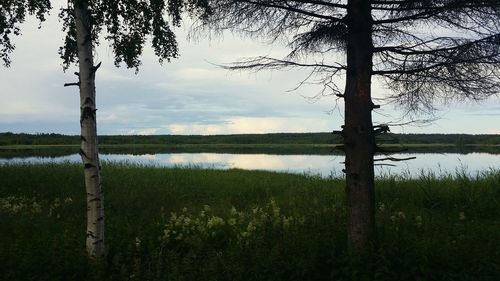 Scenic view of lake against sky