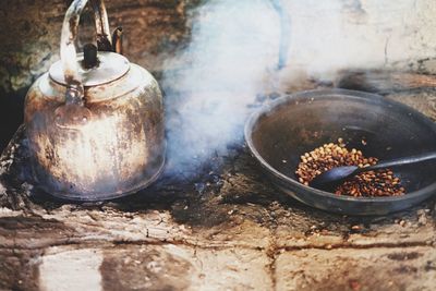Food being cooked on traditional stove