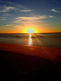 Scenic view of sea at sunset