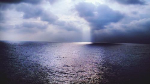 Scenic view of sea against cloudy sky