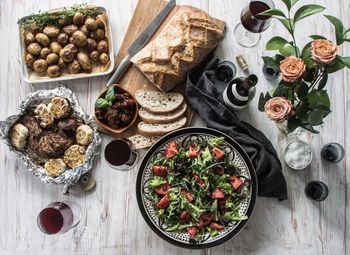 Food served on table