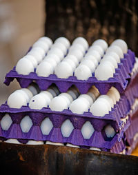 Close-up of eggs for sale in market