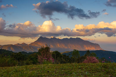 Aerial view of doi luang chiang dao mountains in the morning doi mae taman, san pa kia. 