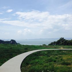 Scenic view of landscape against cloudy sky