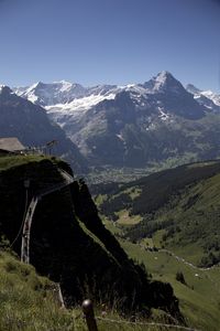 Scenic view of mountains against clear sky