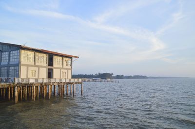 House by sea against sky