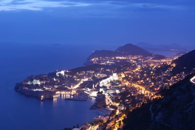 View of city at night