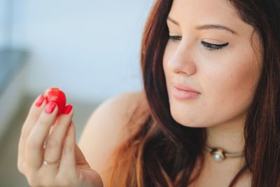 Close-up of beautiful woman