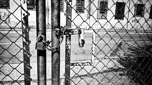 Chainlink fence at night