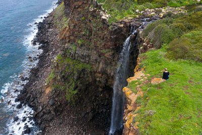 Scenic view of sea and rocks