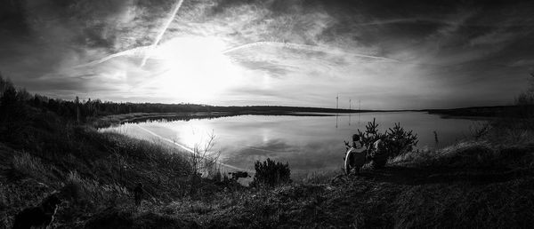 Scenic view of lake against sky