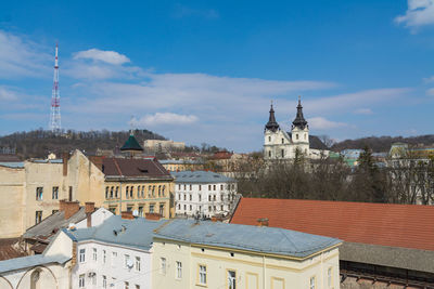 Buildings against sky in city