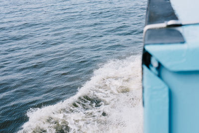 Cropped image of boat in sea