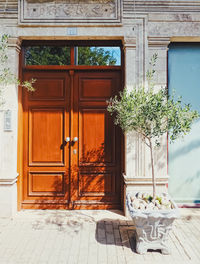 Closed door of house