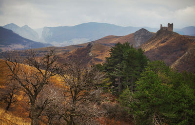 Scenic view of mountains against sky