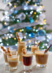 Close-up of desserts on table during christmas