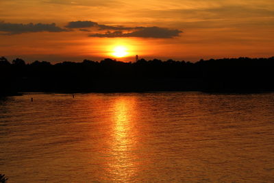 Scenic view of sunset over lake