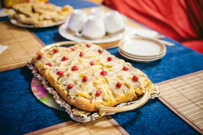 Close-up of food on table