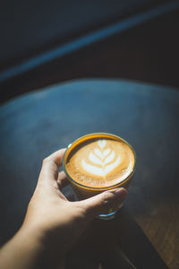 Close-up of hand holding coffee cup