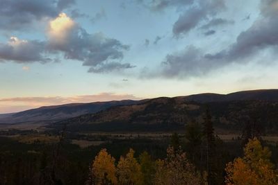 Scenic view of landscape against sky during sunset