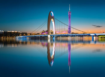 View of bridge at night