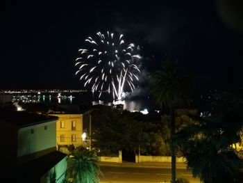 Firework display at night