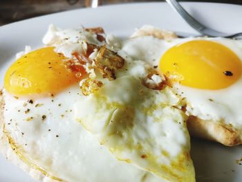 Close-up of breakfast served in plate