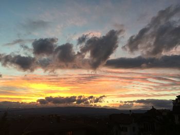 Silhouette buildings against sky during sunset