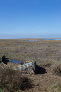 Scenic view of sea against blue sky