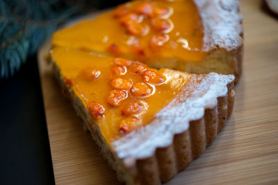 High angle view of cake on table