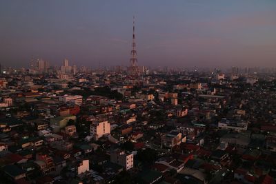 High angle view of buildings in city