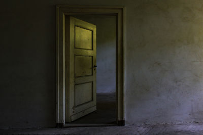 Closed door of building