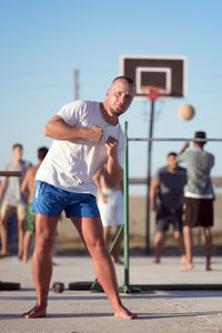 Man exercising at park