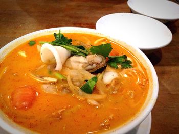 Close-up of soup in bowl