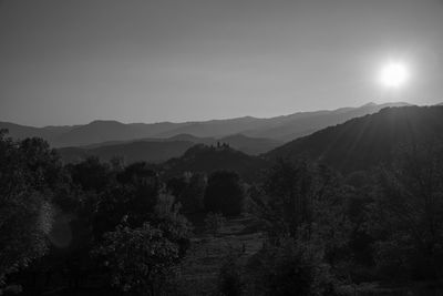 Scenic view of mountains against clear sky