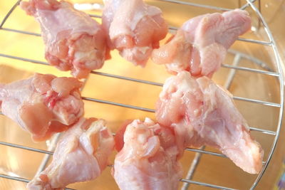 Close-up of meat on barbecue grill