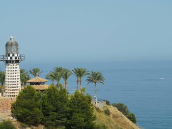 Scenic view of sea against clear sky