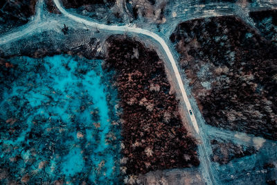 Aerial view of landscape during winter