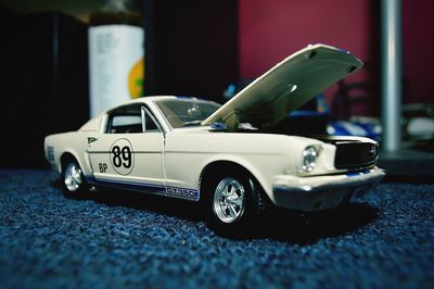 Close-up of toy car