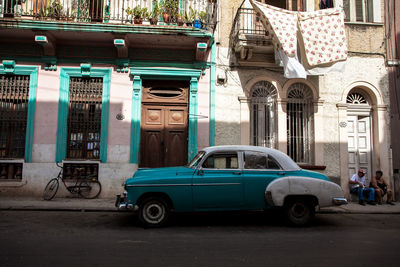 Cars parked in front of building