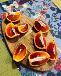 High angle view of fruits on table