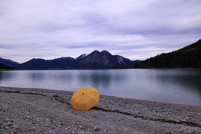 Scenic view of lake against sky