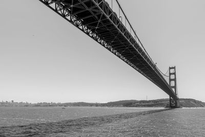 Bridge over sea against clear sky