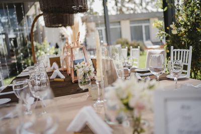 Chairs and tables in restaurant