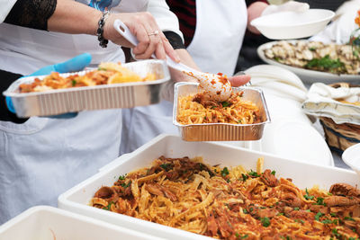 Cropped hand of woman having food