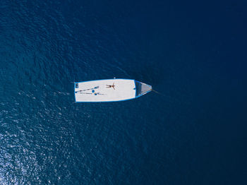 High angle view of ship on sea